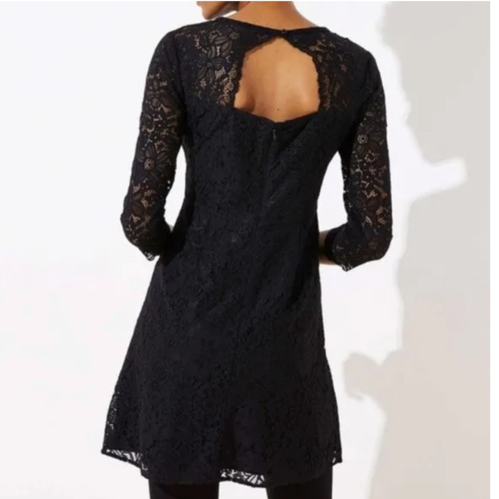 LOFT Black Lace 3/4-sleeve Dress